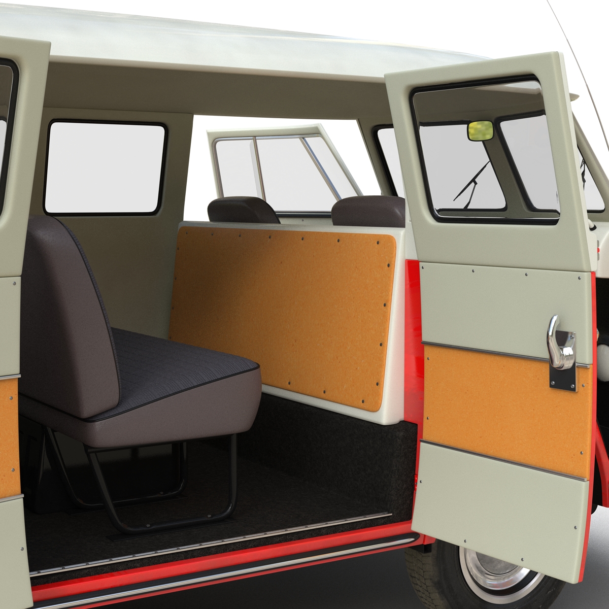3D Volkswagen Type 2 Red Rigged model