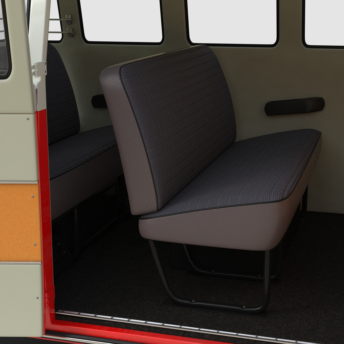 3D Volkswagen Type 2 Red Rigged model