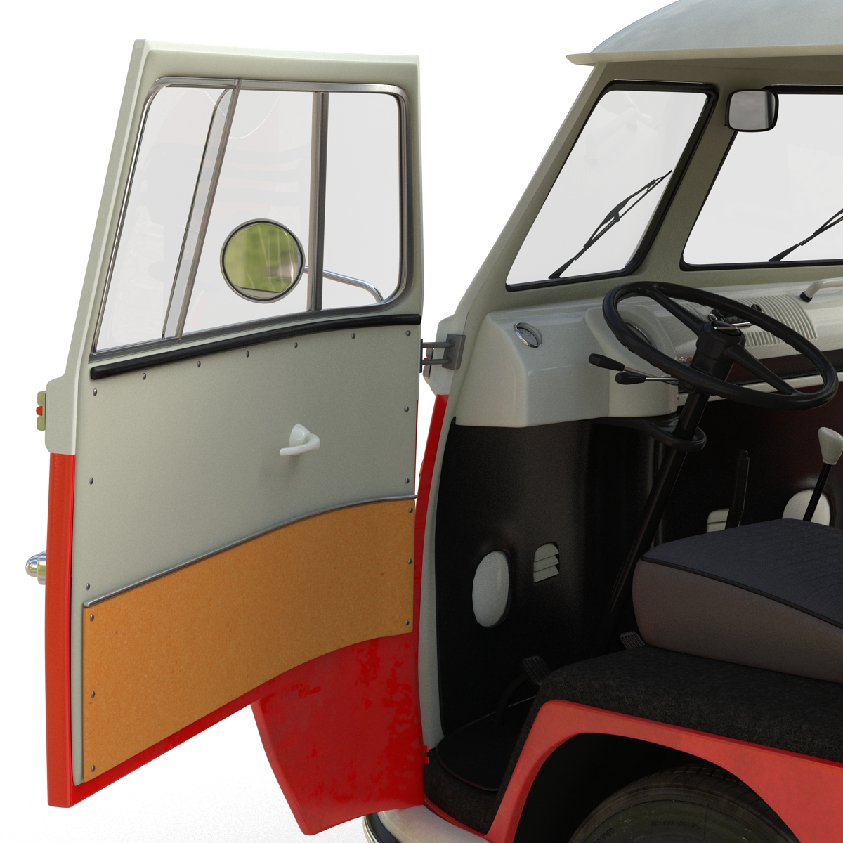 3D Volkswagen Type 2 Red Rigged model