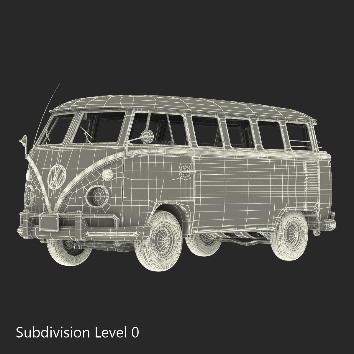 3D Volkswagen Type 2 Red Rigged model