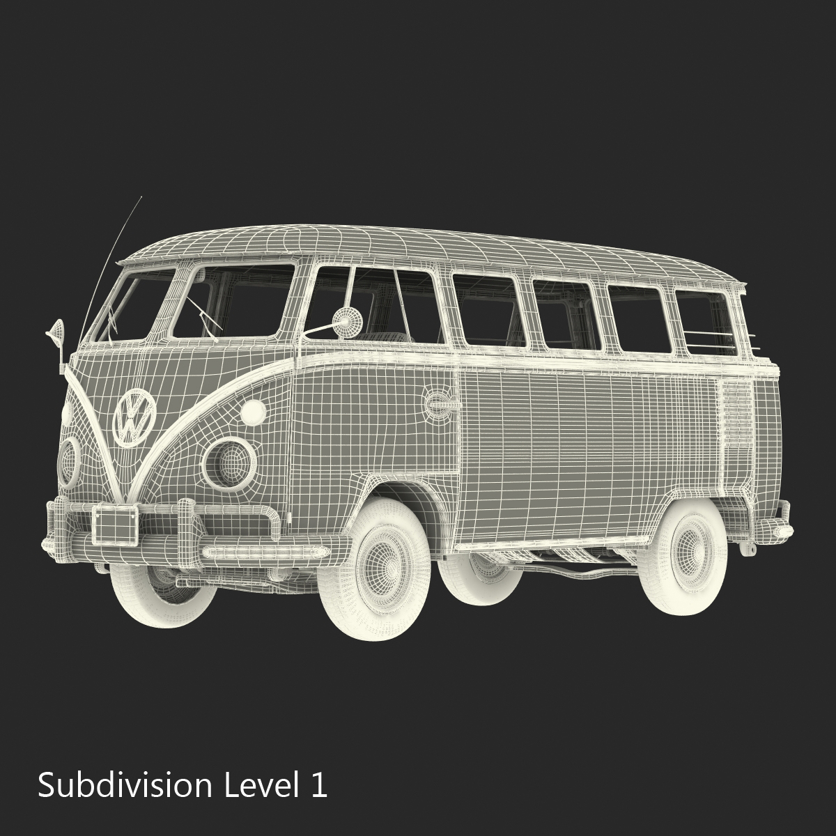 3D Volkswagen Type 2 Red Rigged model