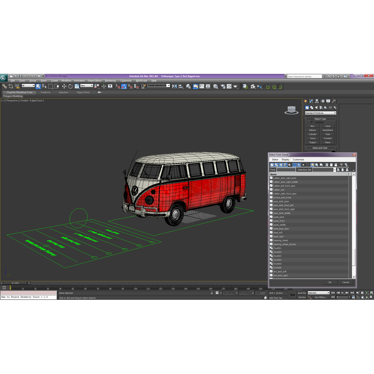 3D Volkswagen Type 2 Red Rigged model