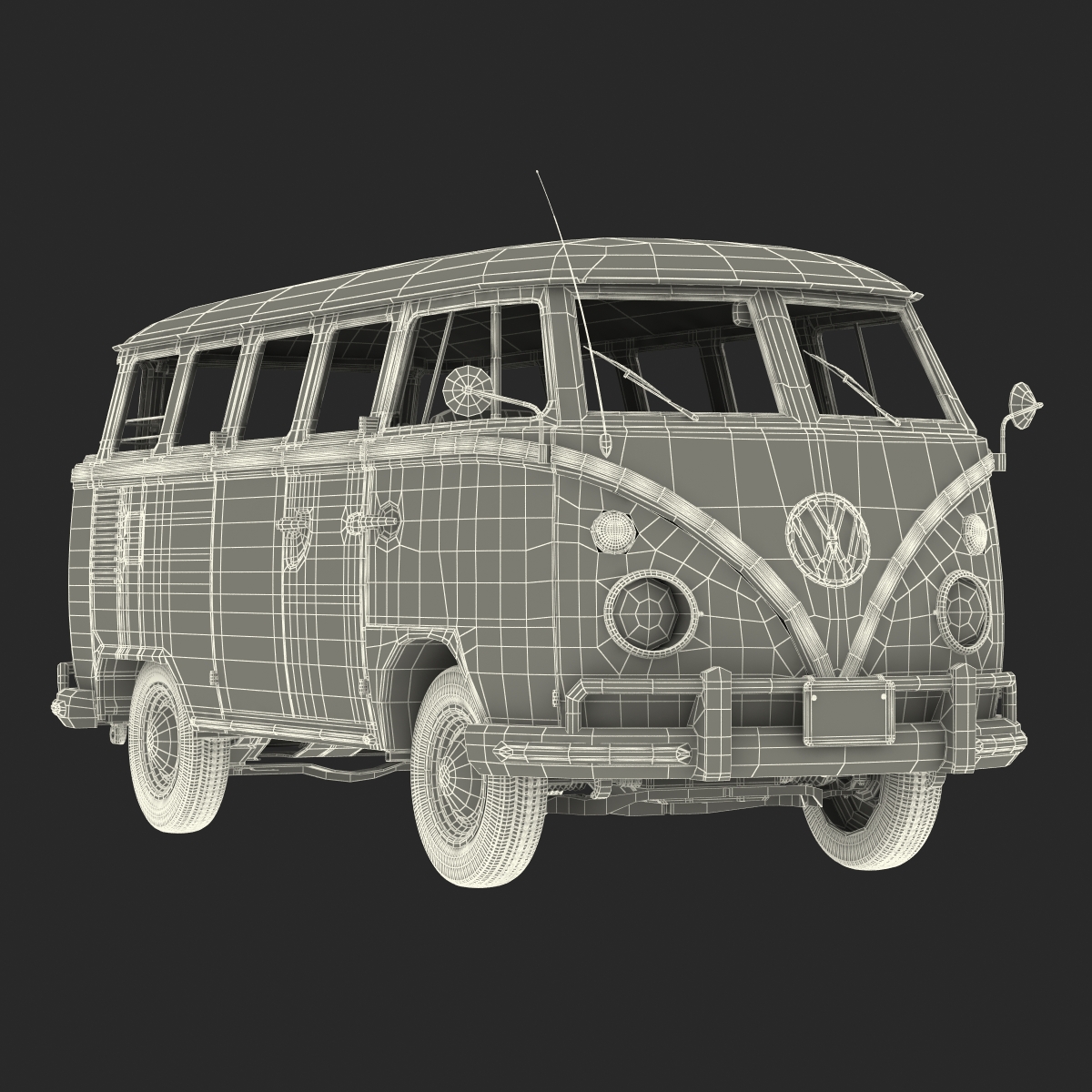 3D Volkswagen Type 2 Red Rigged model