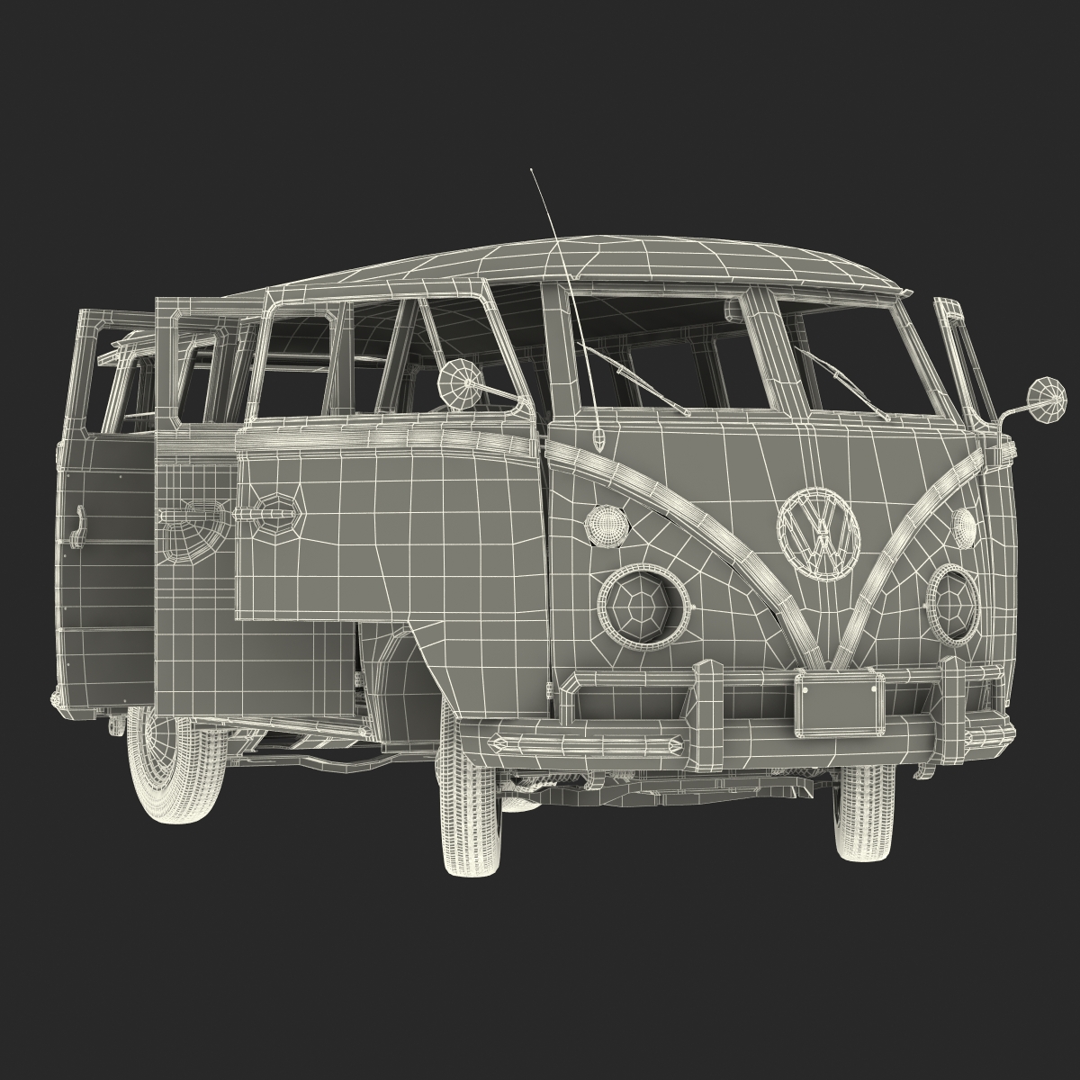 3D Volkswagen Type 2 Red Rigged model