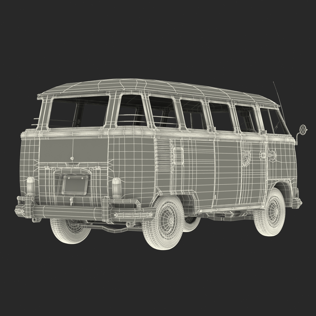 3D Volkswagen Type 2 Red Rigged model