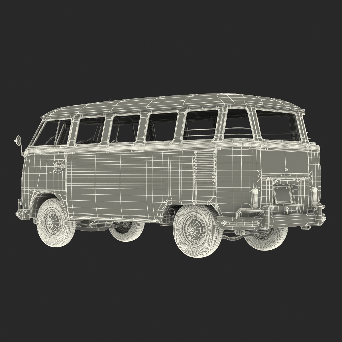 3D Volkswagen Type 2 Red Rigged model