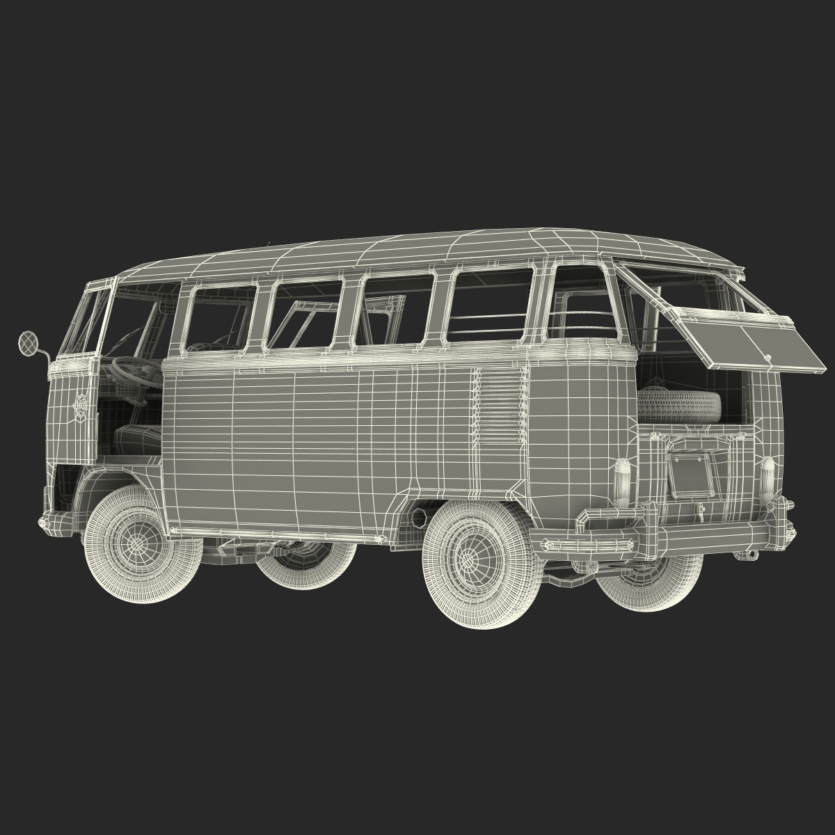 3D Volkswagen Type 2 Red Rigged model