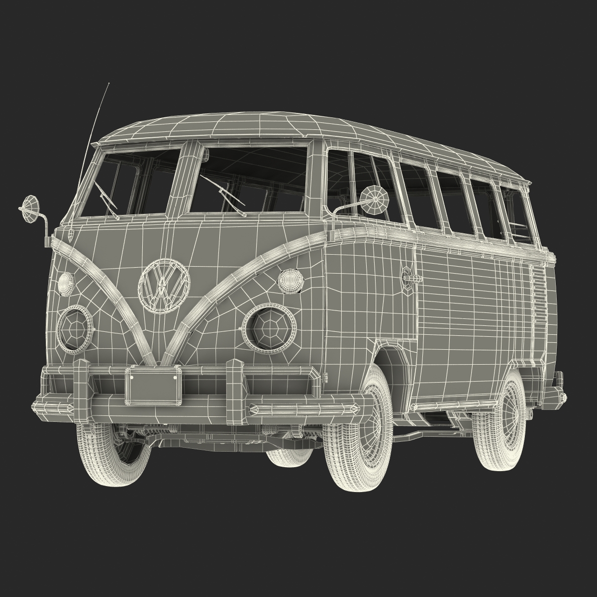 3D Volkswagen Type 2 Red Rigged model