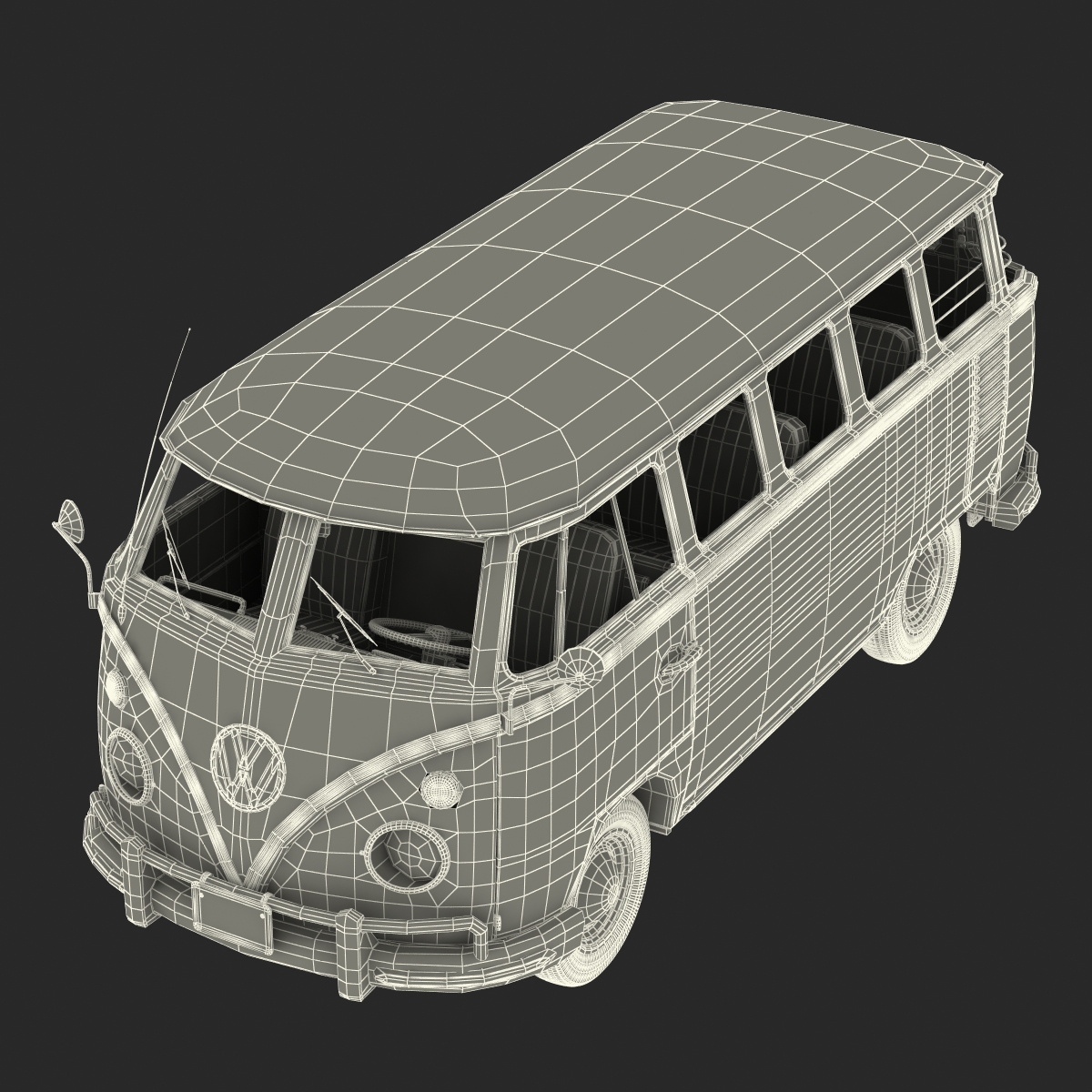 3D Volkswagen Type 2 Red Rigged model