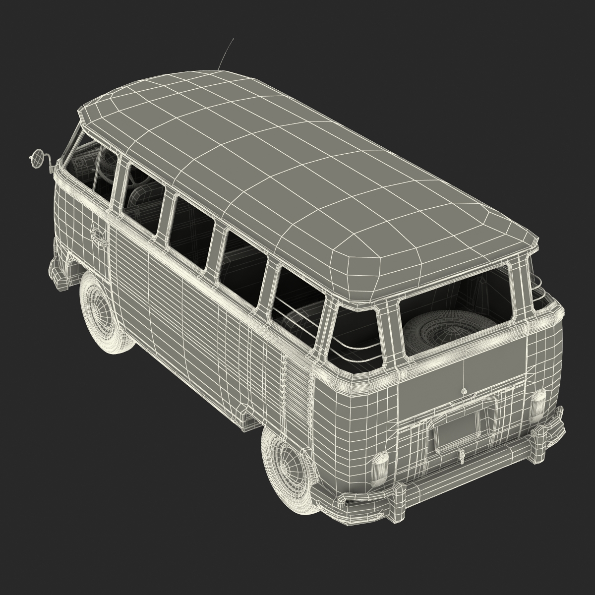 3D Volkswagen Type 2 Red Rigged model