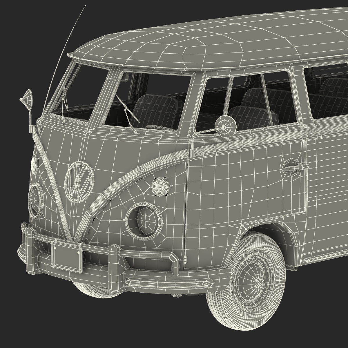 3D Volkswagen Type 2 Red Rigged model