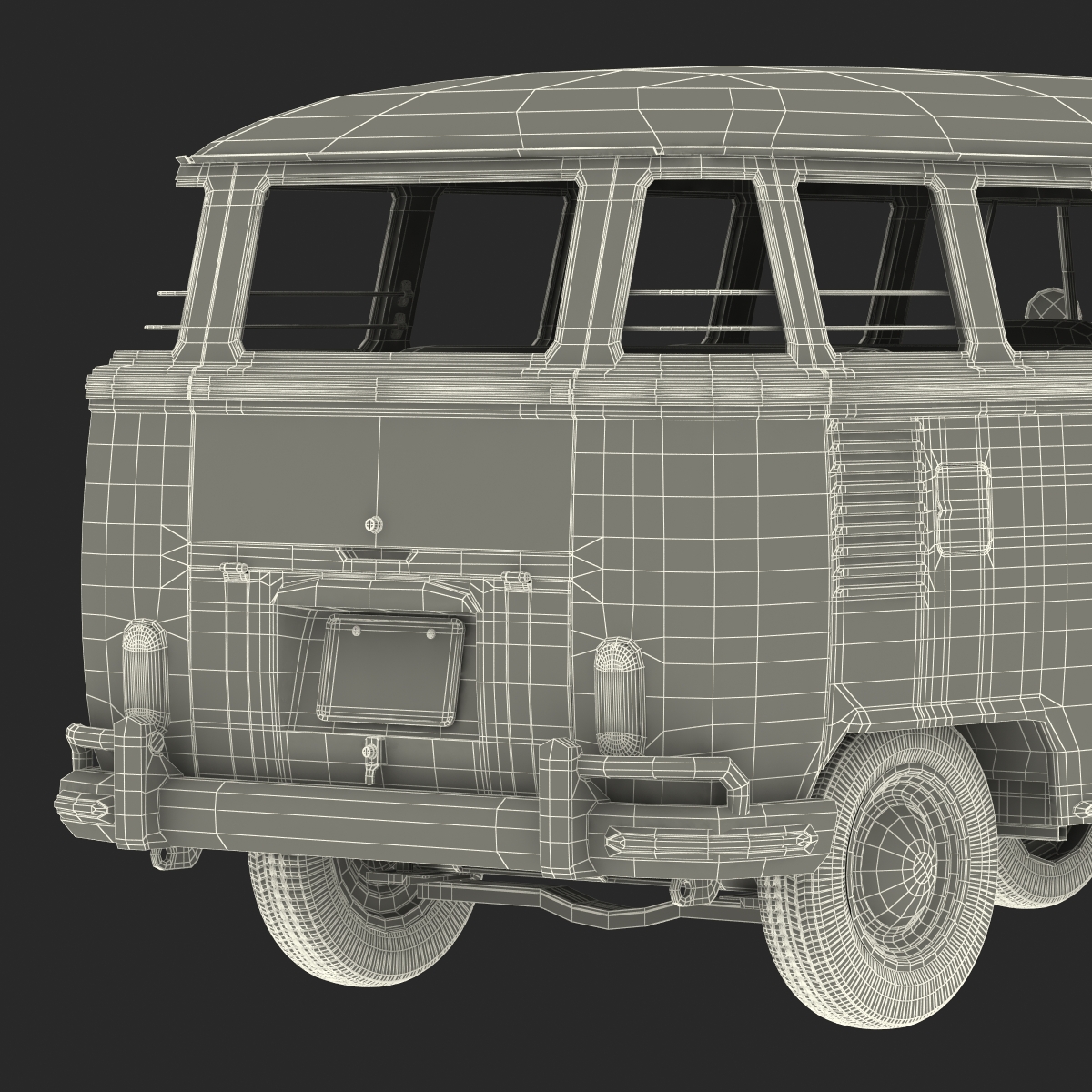 3D Volkswagen Type 2 Red Rigged model