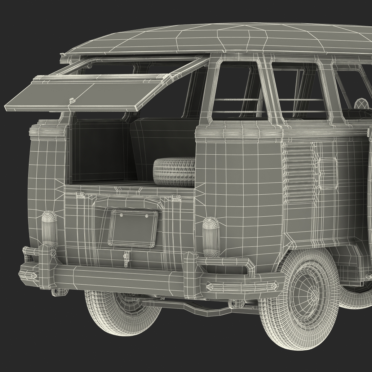 3D Volkswagen Type 2 Red Rigged model