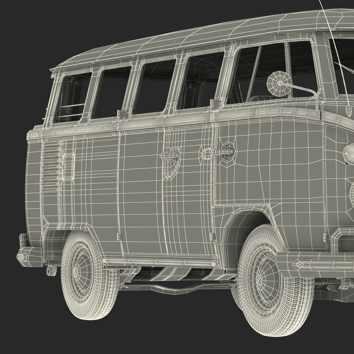 3D Volkswagen Type 2 Red Rigged model