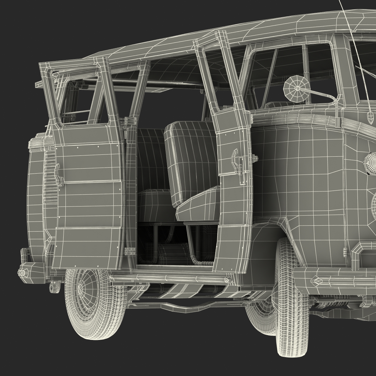3D Volkswagen Type 2 Red Rigged model