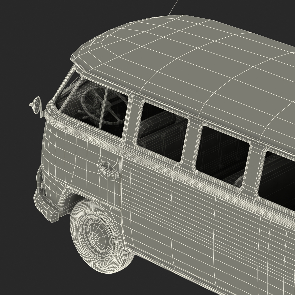 3D Volkswagen Type 2 Red Rigged model