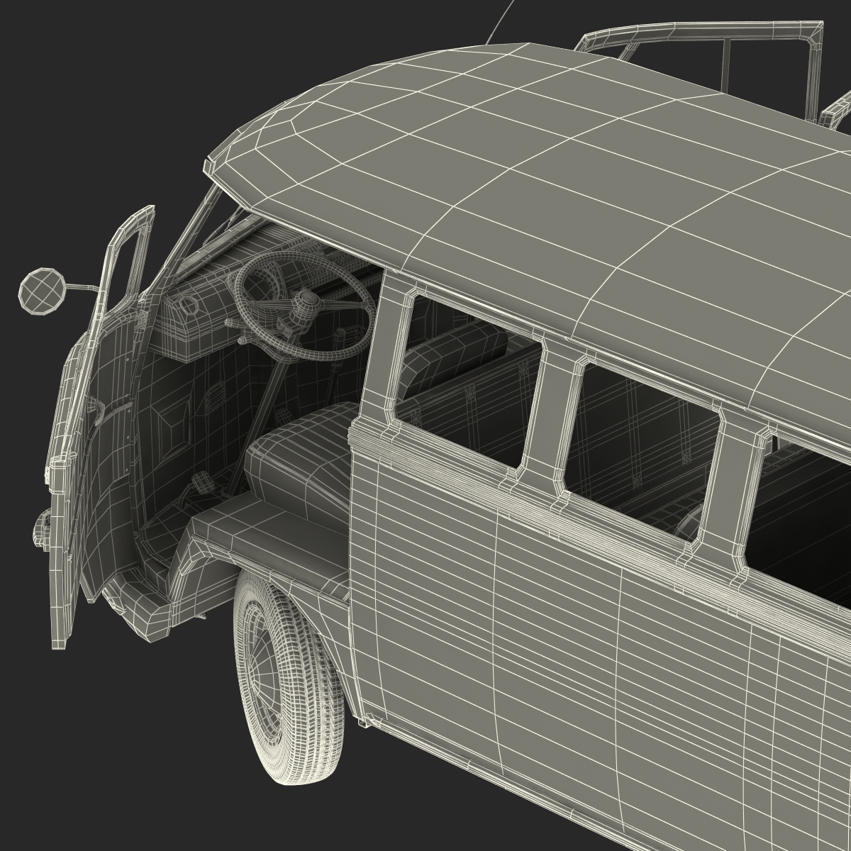 3D Volkswagen Type 2 Red Rigged model