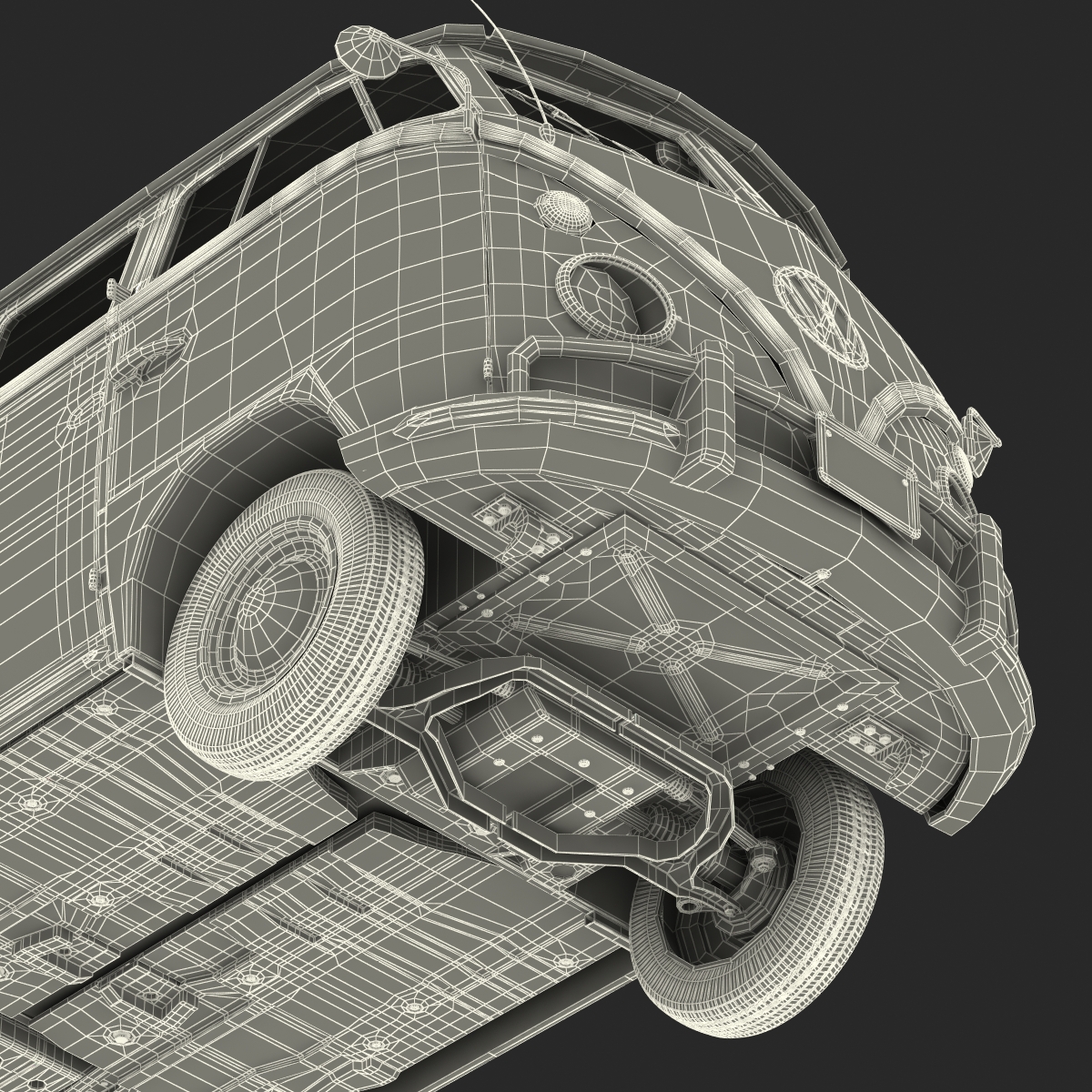 3D Volkswagen Type 2 Red Rigged model