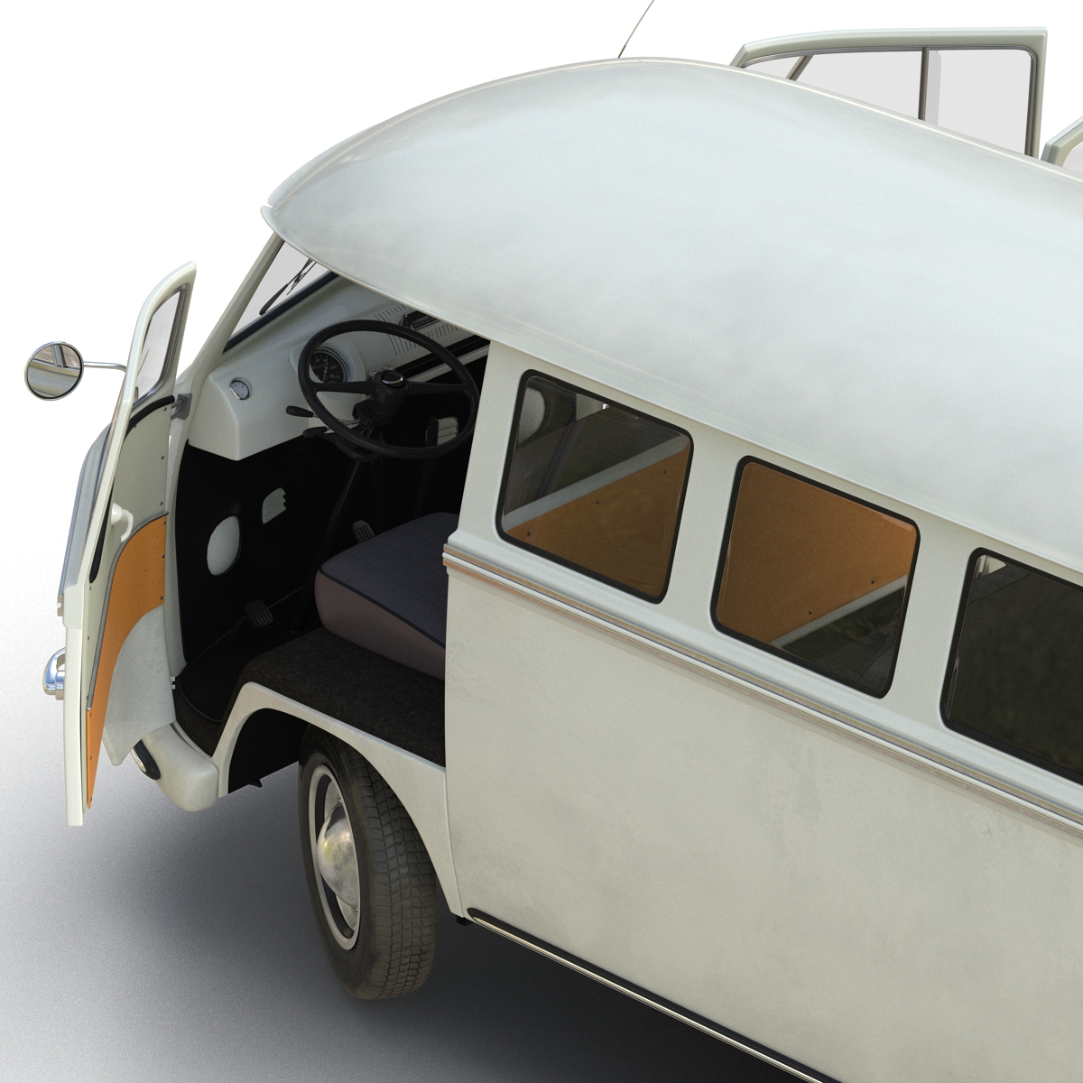 3D model Volkswagen Type 2 White Rigged