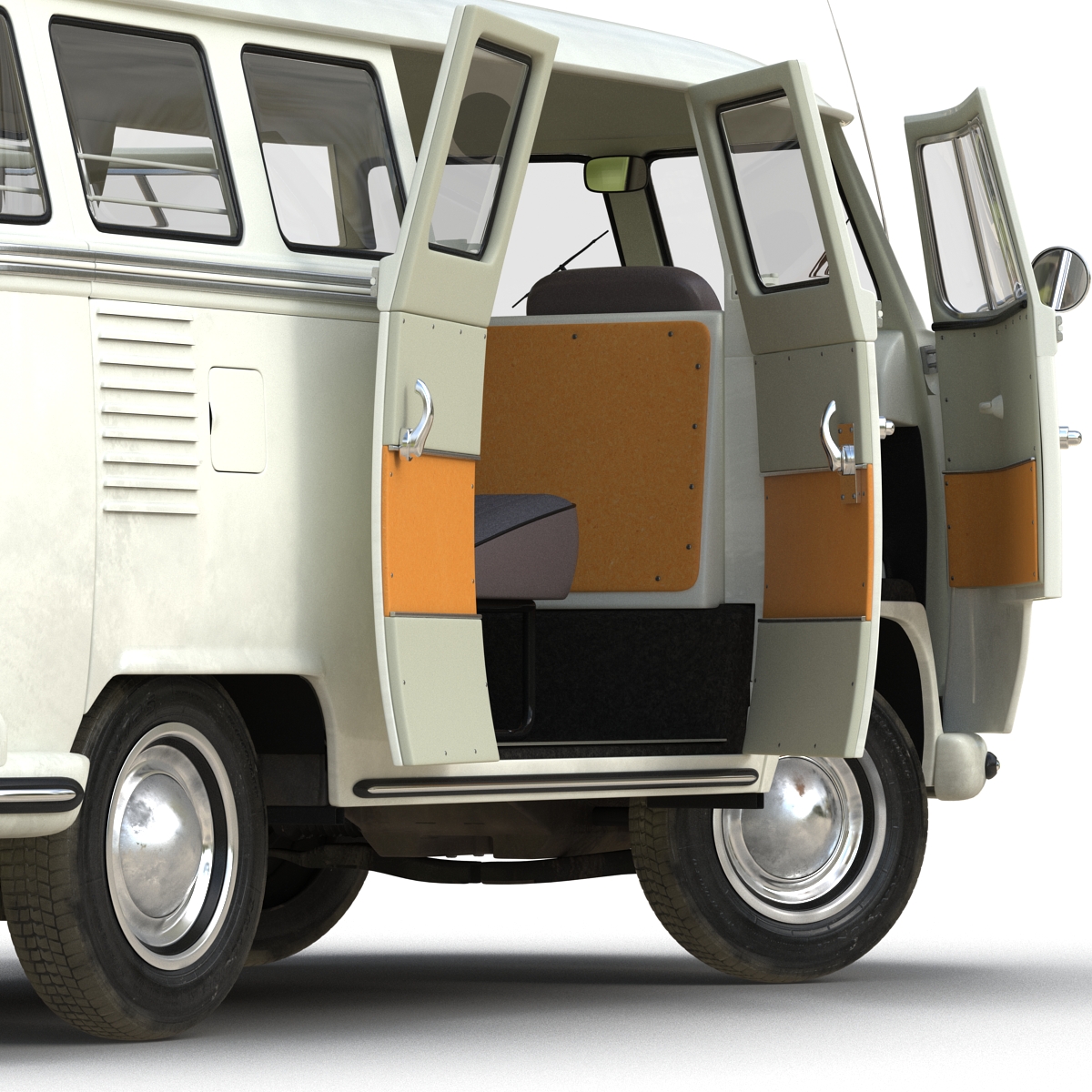 3D model Volkswagen Type 2 White Rigged