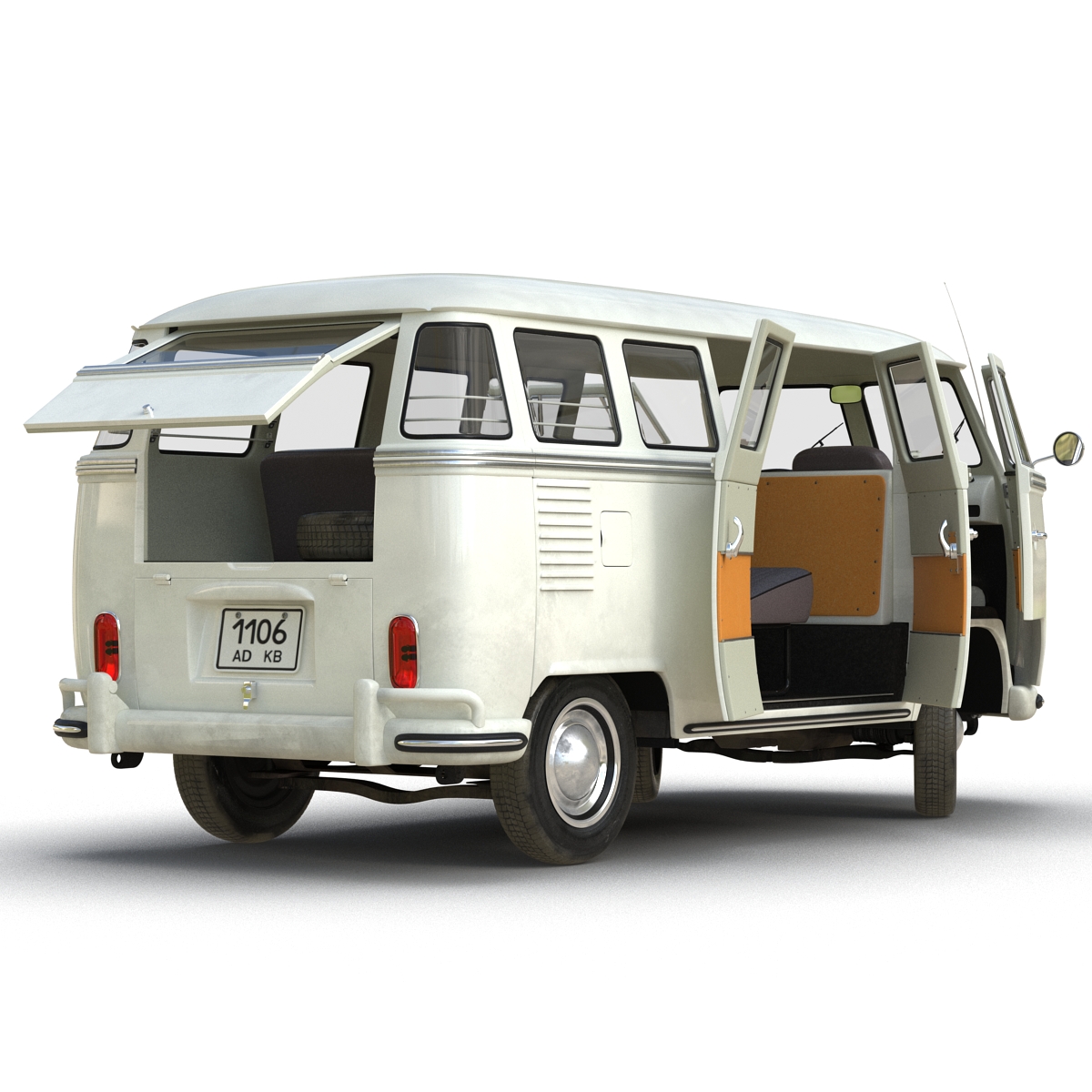 Volkswagen Type 2 White Simple Interior 3D model