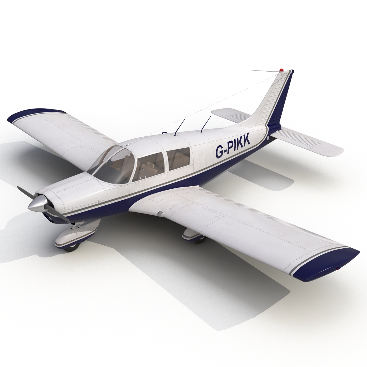 Light Aircraft Piper PA 28 Cherokee Rigged 2 3D model