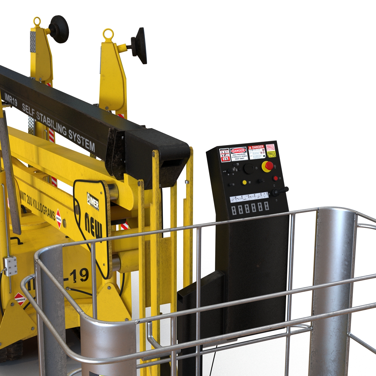 Telescopic Boom Lift Yellow Rigged 3D model