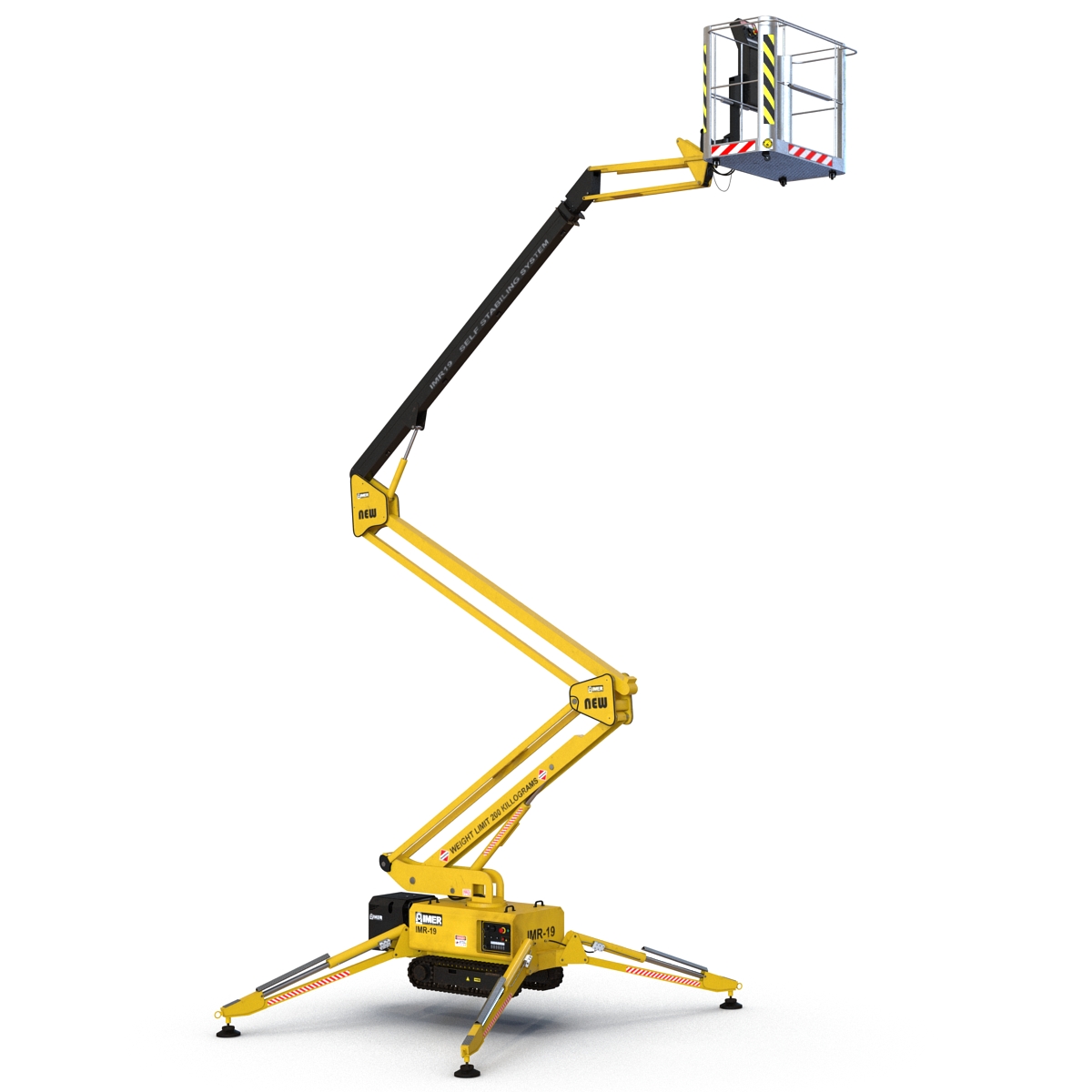 Telescopic Boom Lift Yellow Rigged 3D model