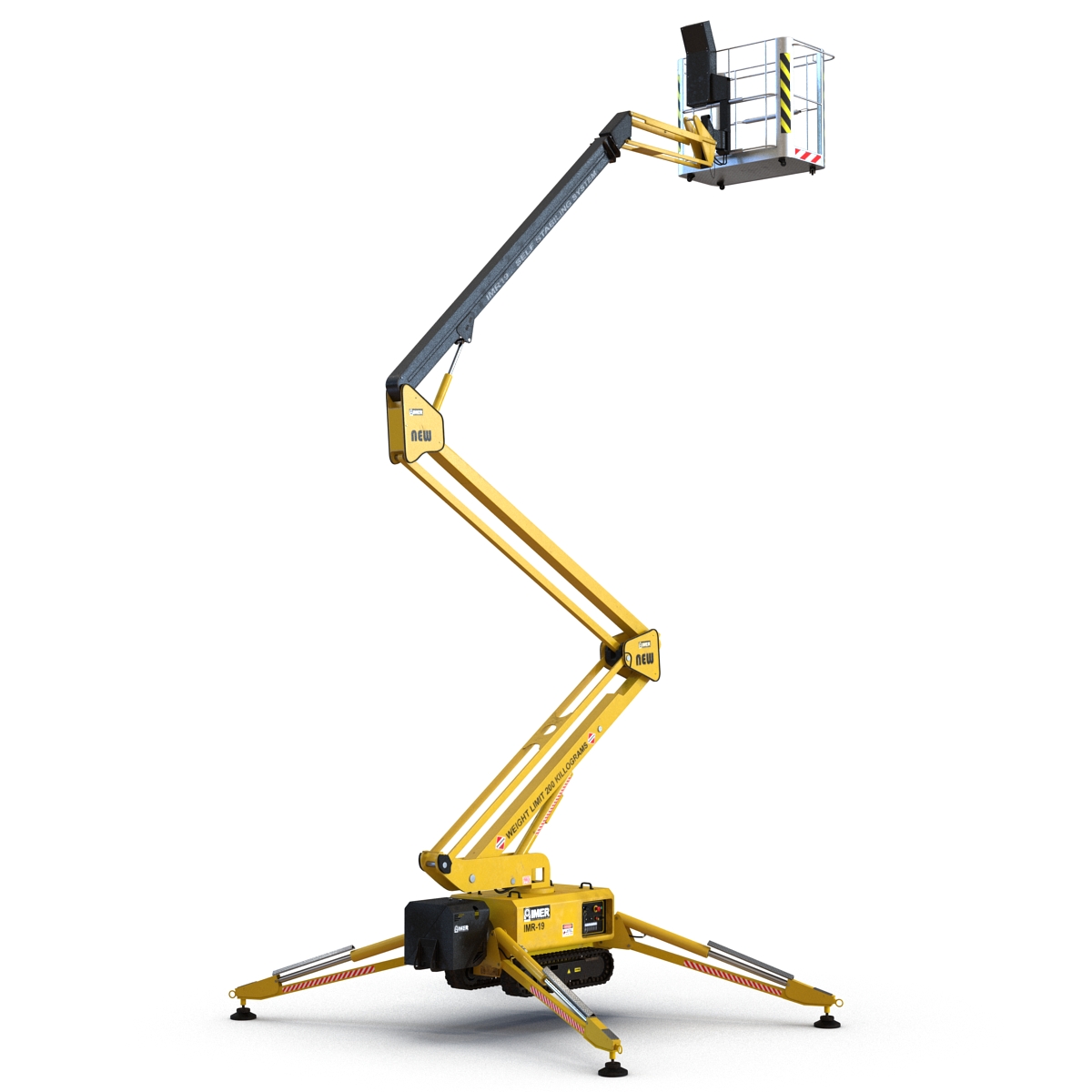 Telescopic Boom Lift Yellow Rigged 3D model