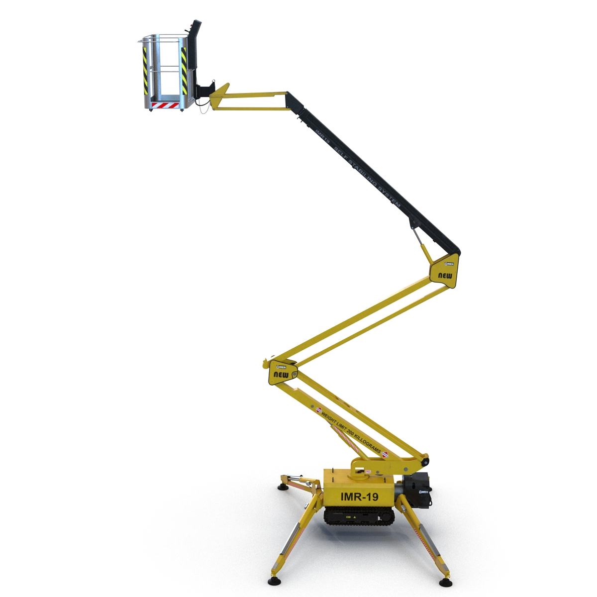 Telescopic Boom Lift Yellow Rigged 3D model