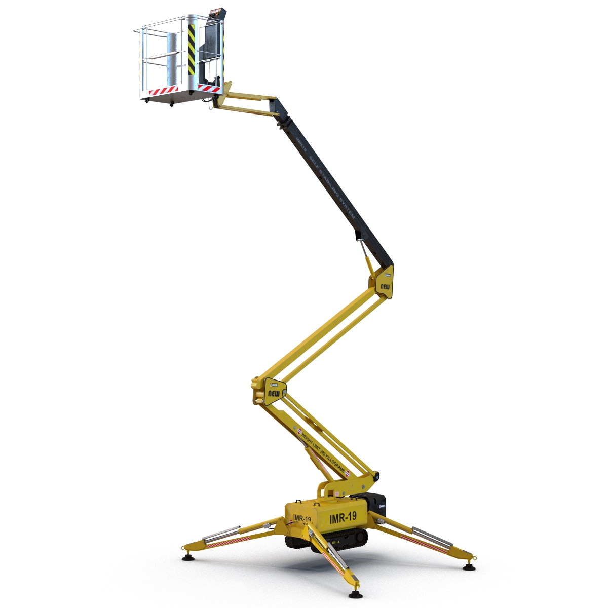 Telescopic Boom Lift Yellow Rigged 3D model