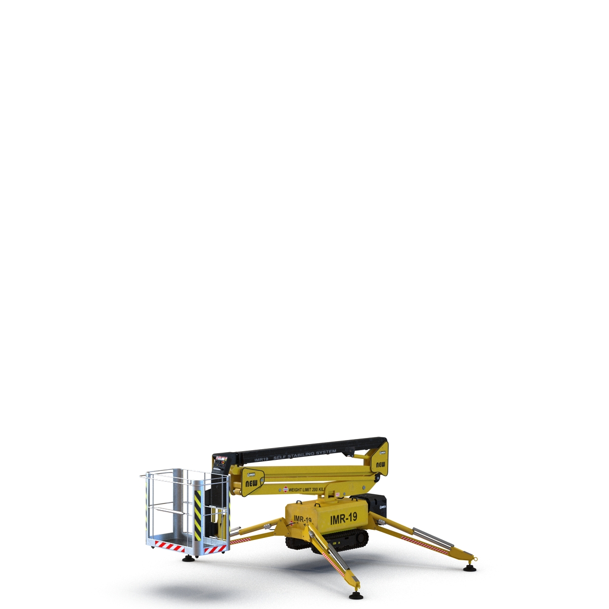 Telescopic Boom Lift Yellow Rigged 3D model