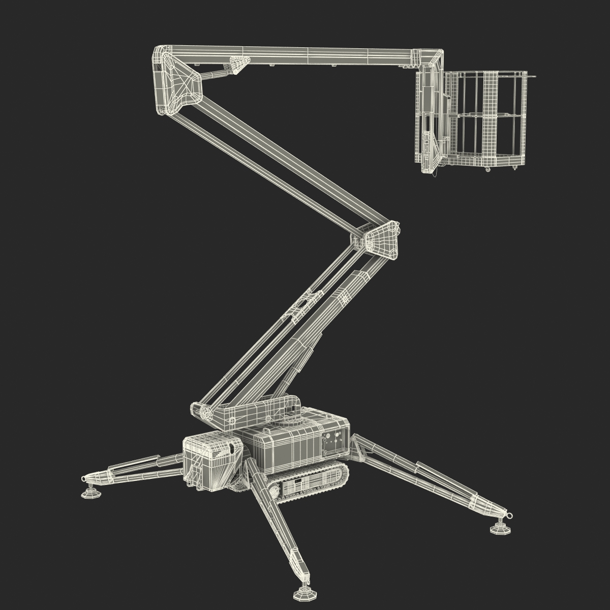 Telescopic Boom Lift Yellow Rigged 3D model