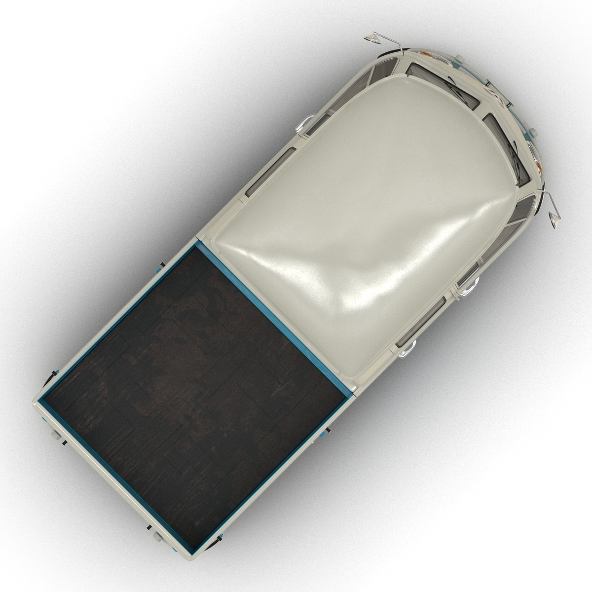 3D Volkswagen Type 2 Double Cab Pick Up Blue 2 model