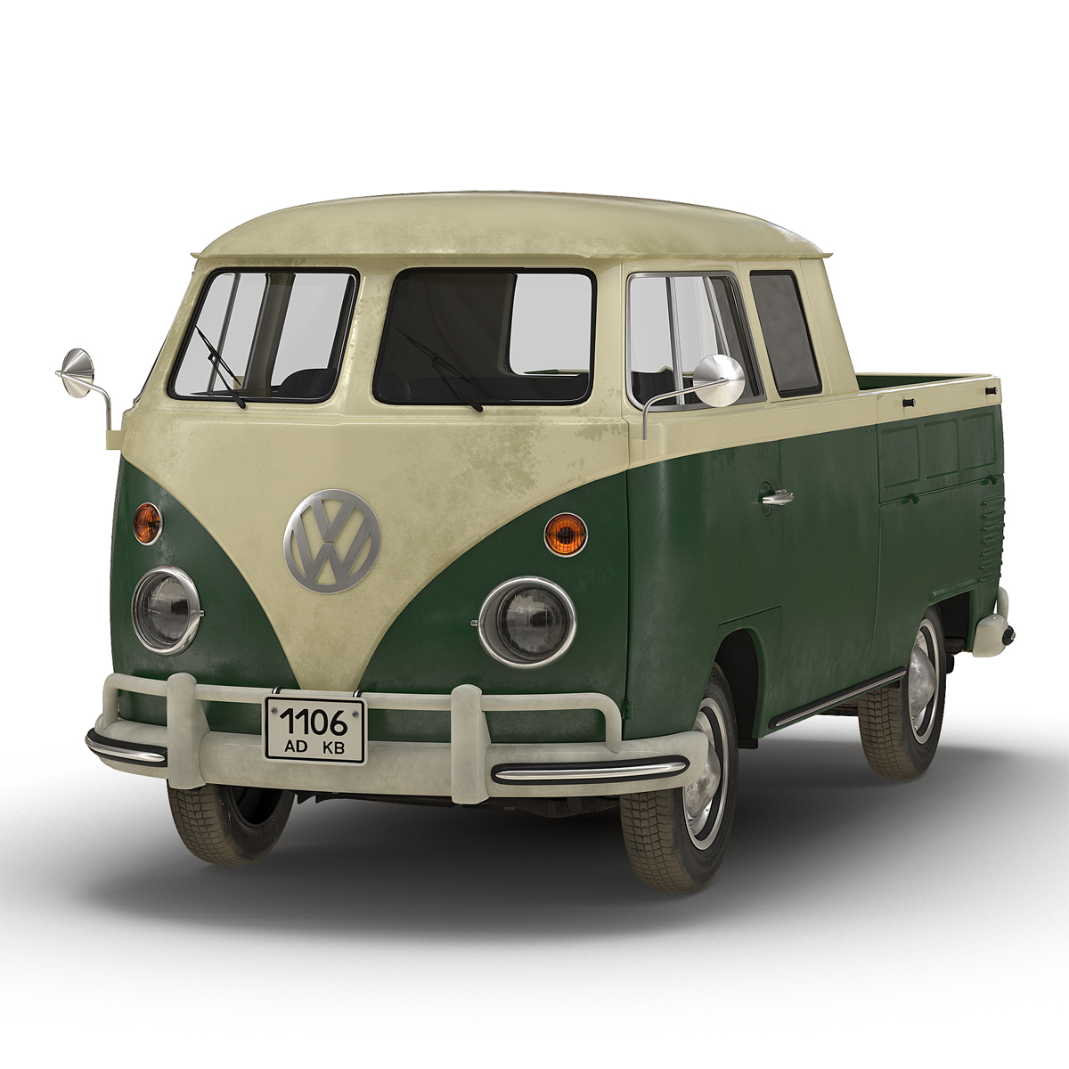 Volkswagen Type 2 Double Cab Pick Up Green 3D