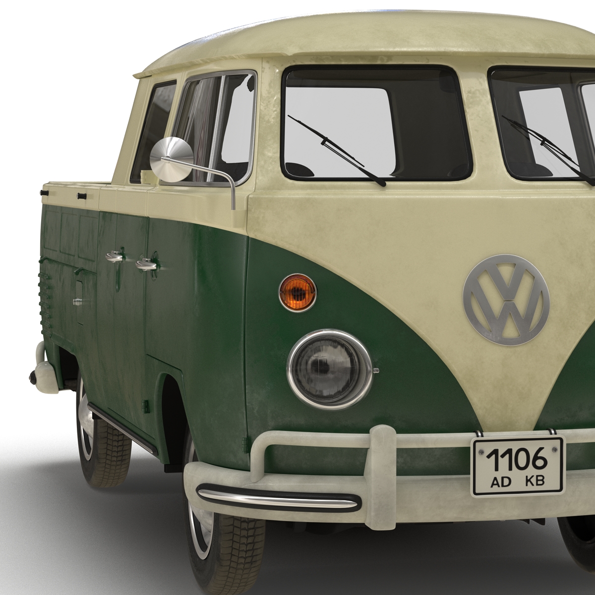 Volkswagen Type 2 Double Cab Pick Up Green 3D