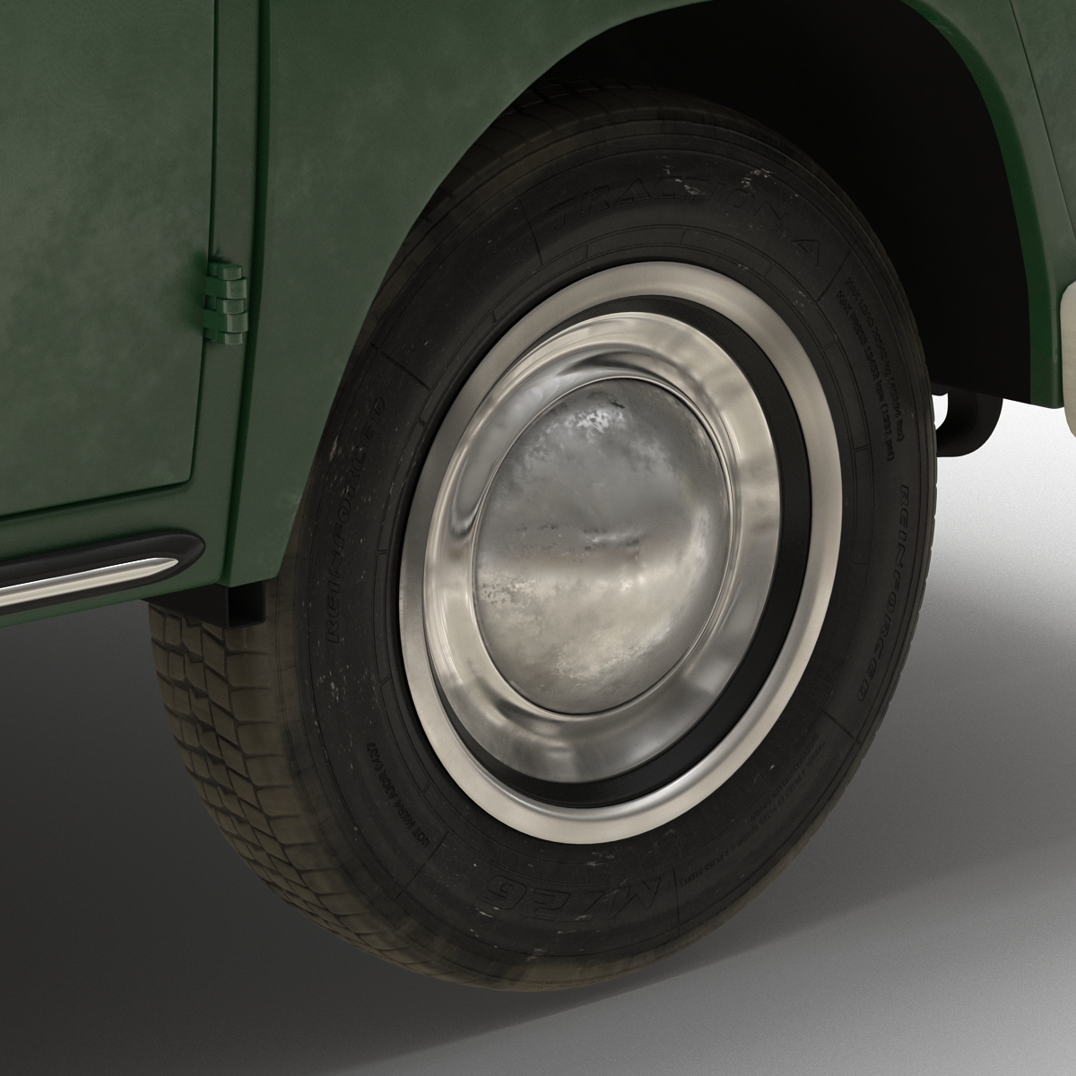 Volkswagen Type 2 Double Cab Pick Up Rigged Green 3D model