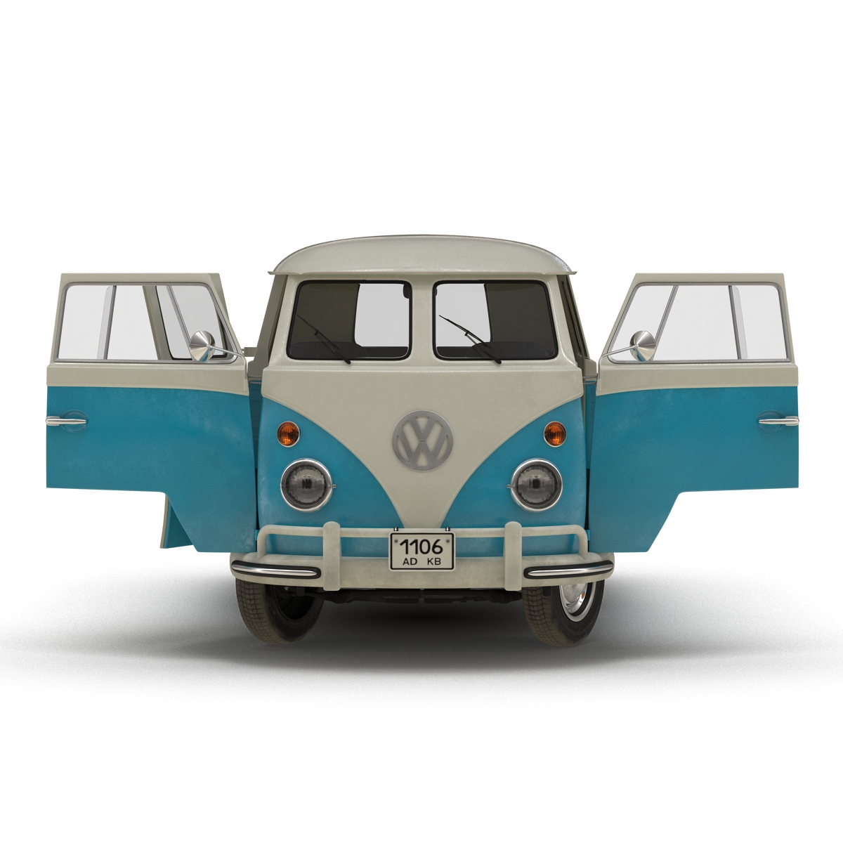 3D model Volkswagen Type 2 Double Cab Pick Up Rigged Blue 2