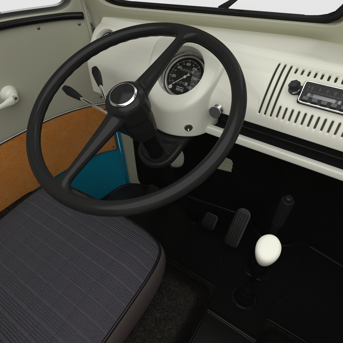 3D model Volkswagen Type 2 Double Cab Pick Up Rigged Blue 2