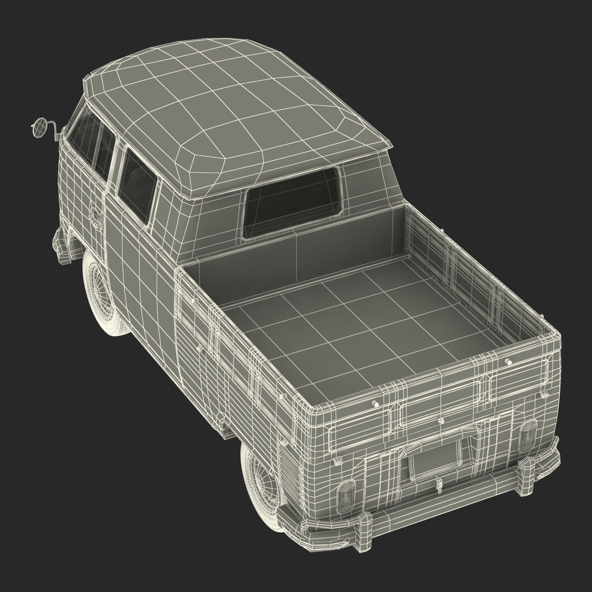 3D model Volkswagen Type 2 Double Cab Pick Up Rigged Blue 2