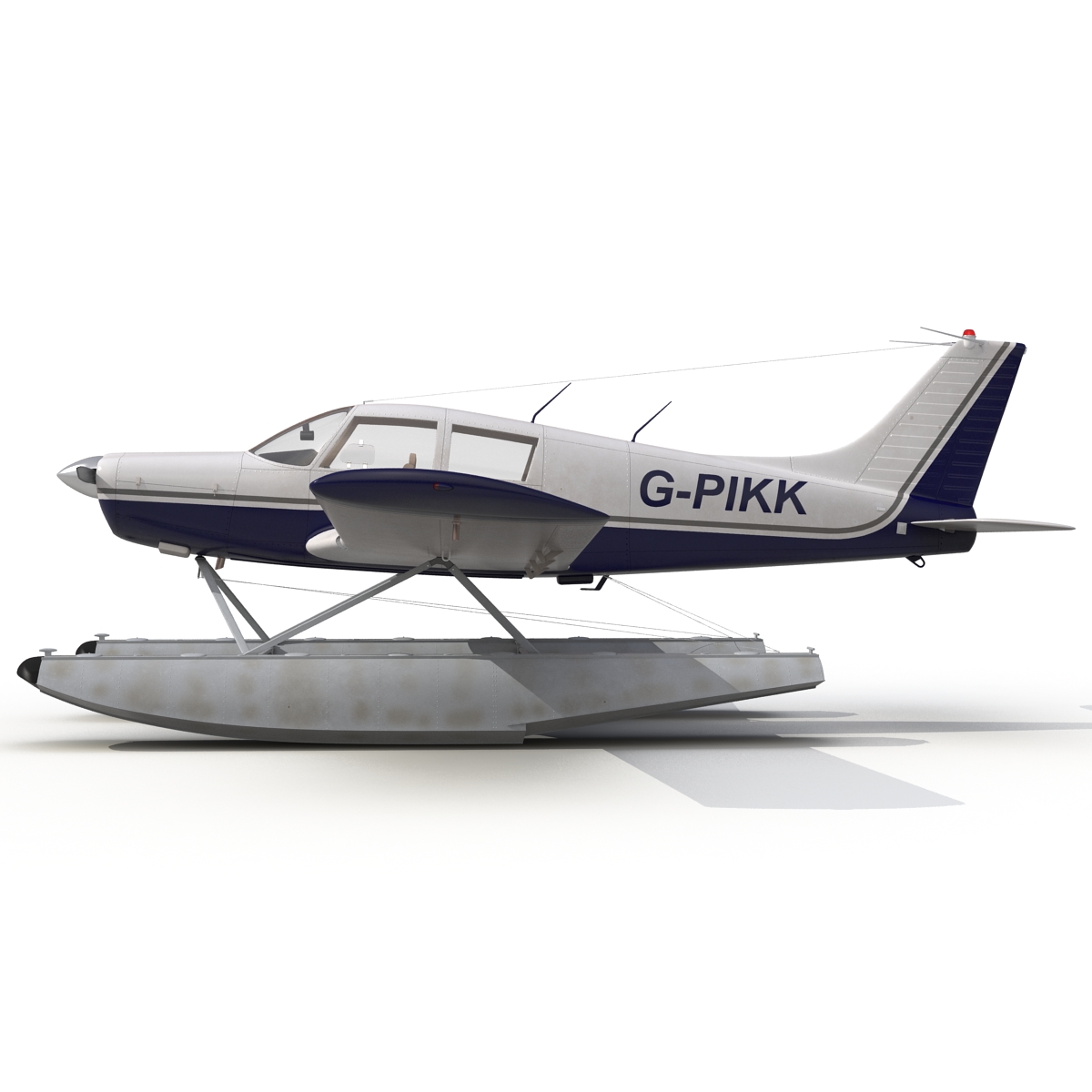 3D Light Aircraft Piper PA 28 Cherokee Seaplane 2