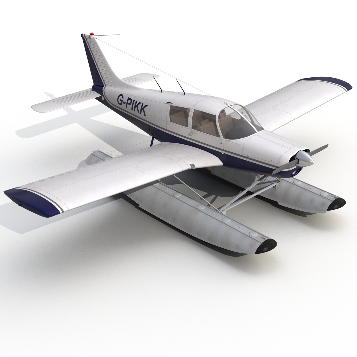 3D Light Aircraft Piper PA 28 Cherokee Seaplane 2