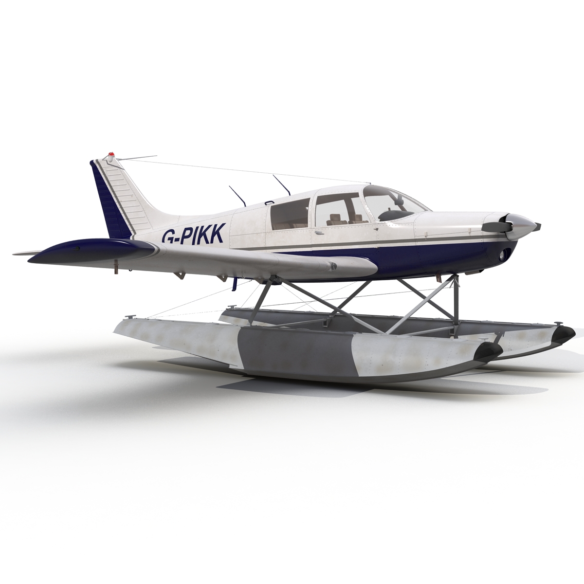 3D Light Aircraft Piper PA 28 Cherokee Seaplane 2