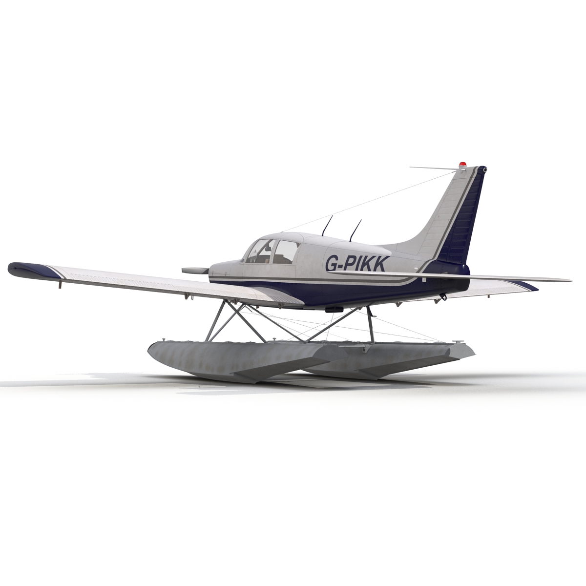 3D Light Aircraft Piper PA 28 Cherokee Seaplane 2