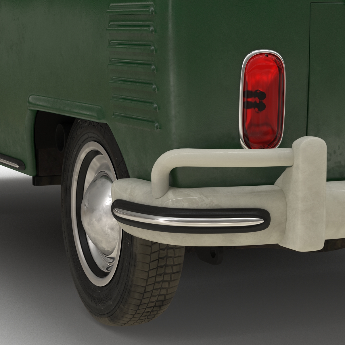 3D Volkswagen Type 2 Double Cab Pick Up Rigged Green 2