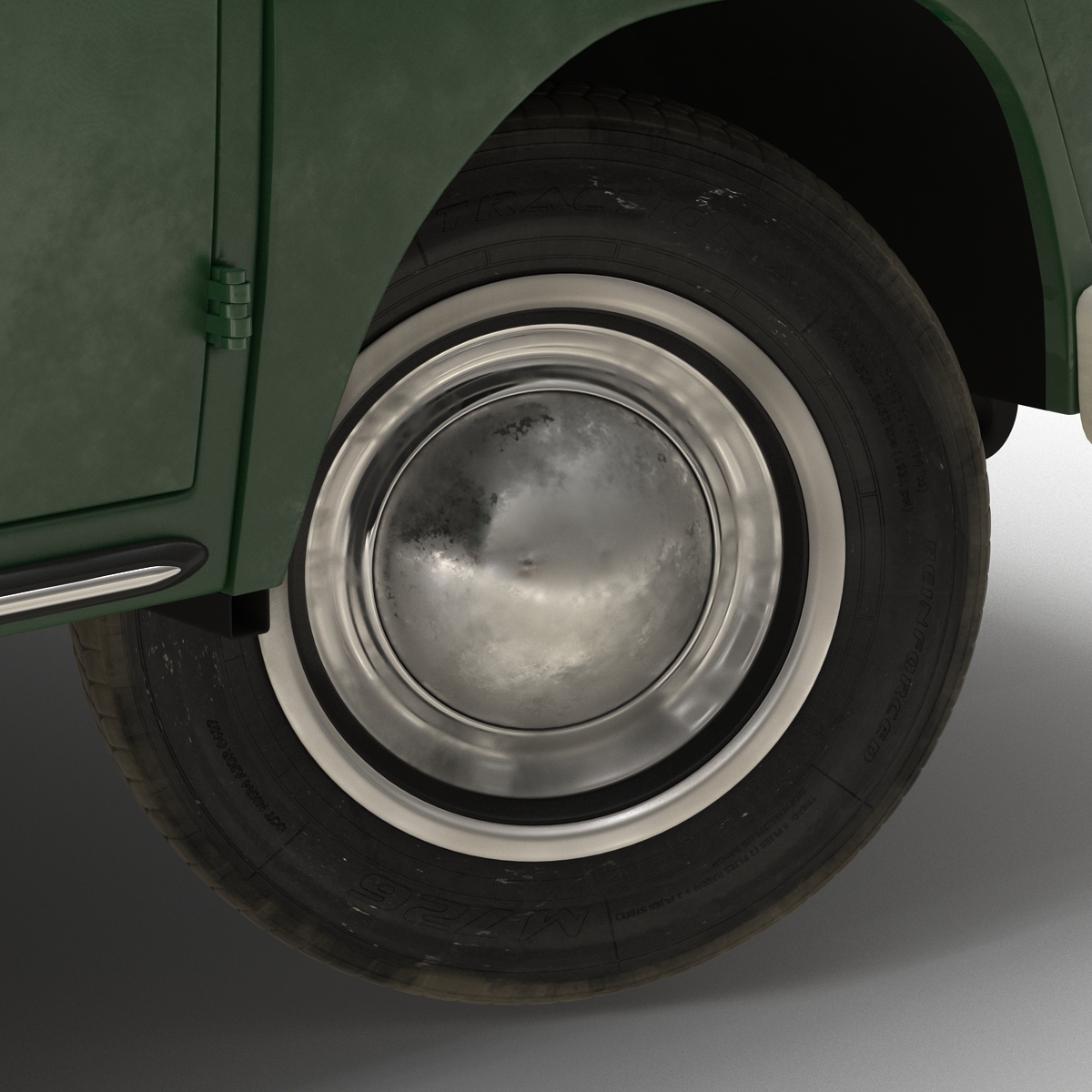 3D Volkswagen Type 2 Double Cab Pick Up Rigged Green 2