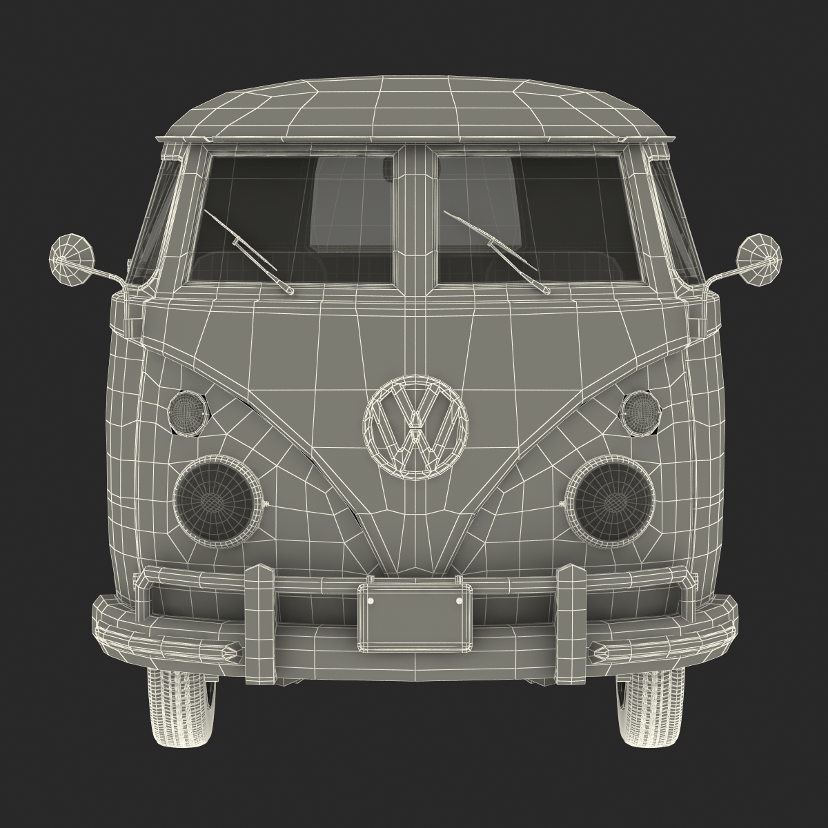3D Volkswagen Type 2 Double Cab Pick Up Rigged Green 2