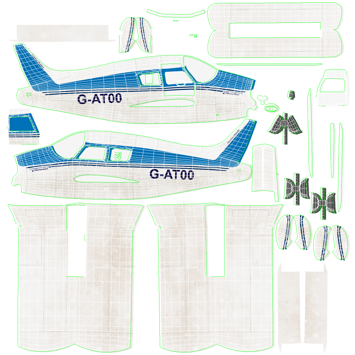 3D Light Aircraft Piper PA 28 Cherokee Seaplane 3