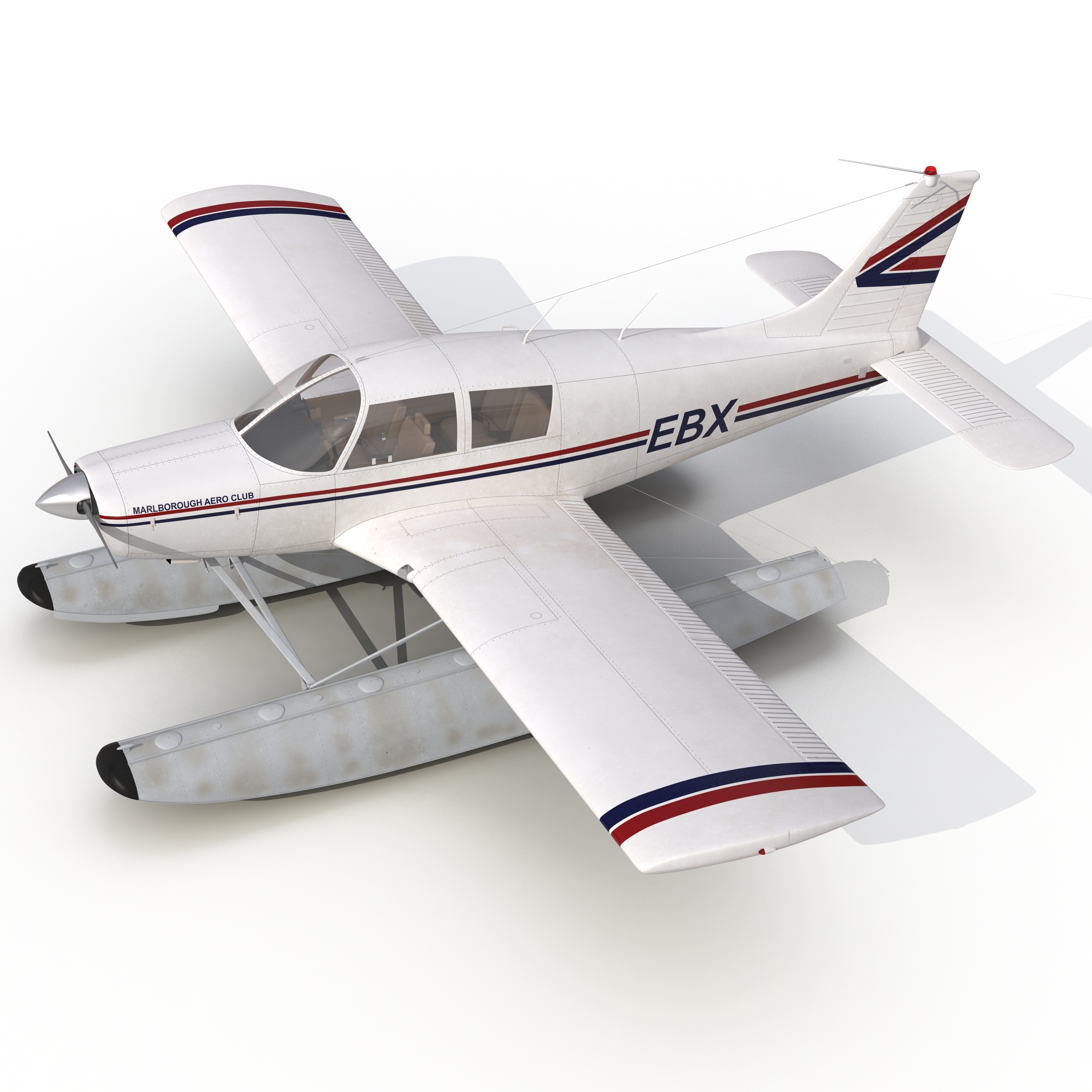 Light Aircraft Piper PA 28 Cherokee Seaplane 3D model