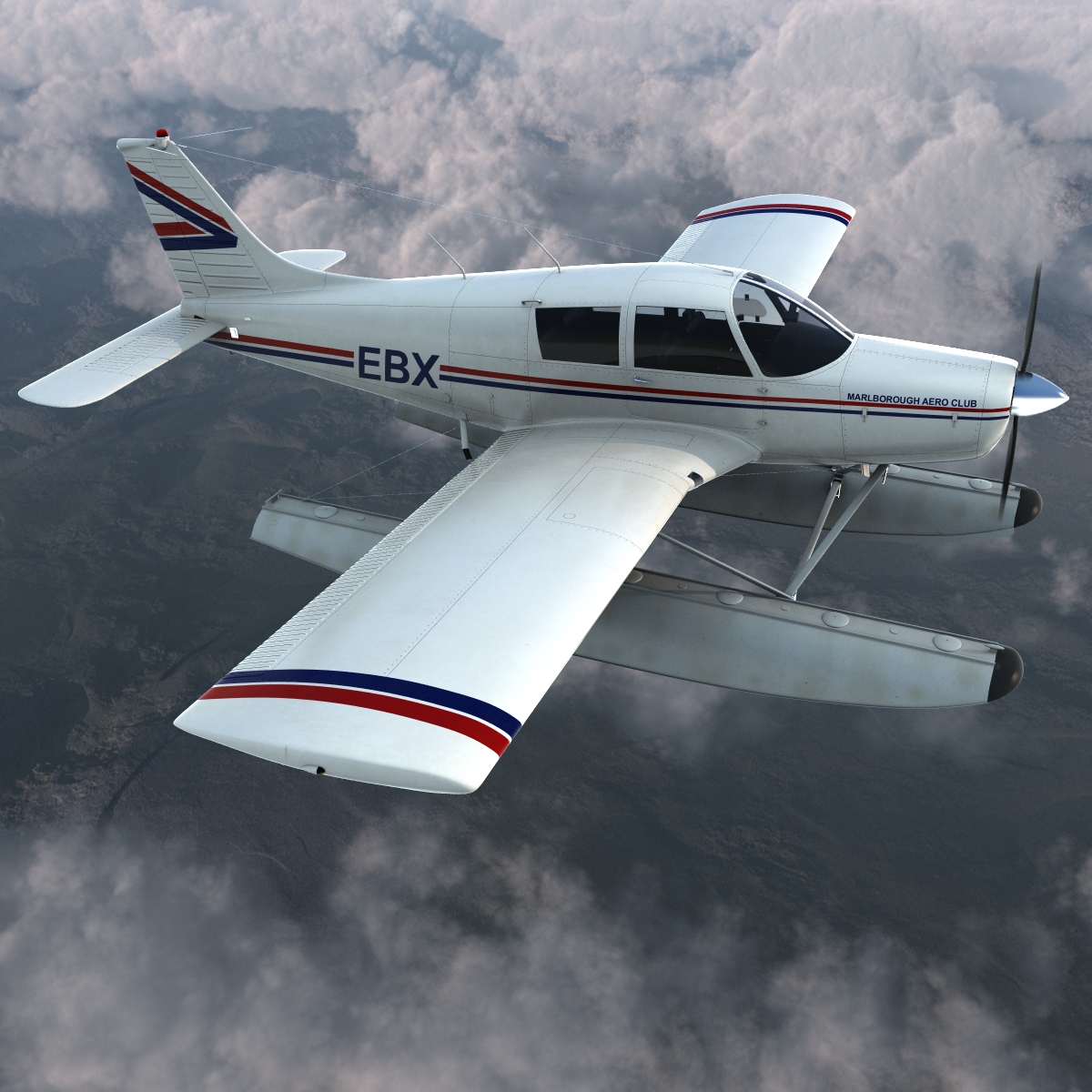 Light Aircraft Piper PA 28 Cherokee Seaplane 3D model